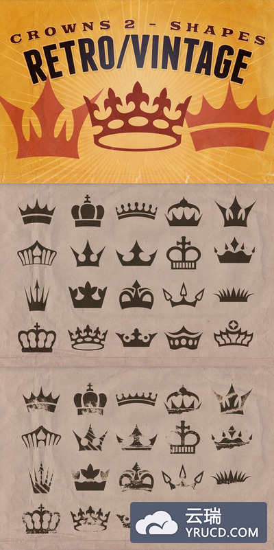 经典矢量图形 Retro/Vintage shapes - Crowns 2
