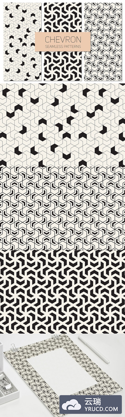几何无缝背景 Chevron Seamless Patterns Set 2