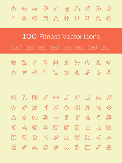 健身矢量图标 100 Fitness Vector Icons