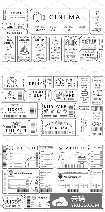 复古门票设计模板 Ticket Templates Pack