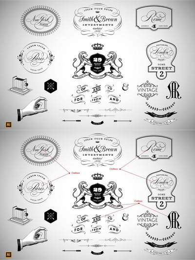 经典设计元素 Vintage Design Elements Set