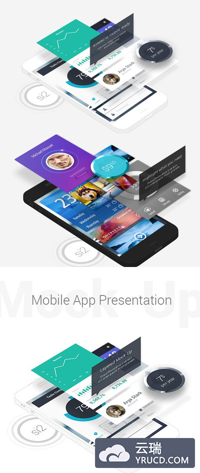 透视APP样机下载 Phone App Mock-Ups