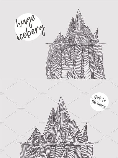 冰山一角素描插画 Illustration of an iceberg