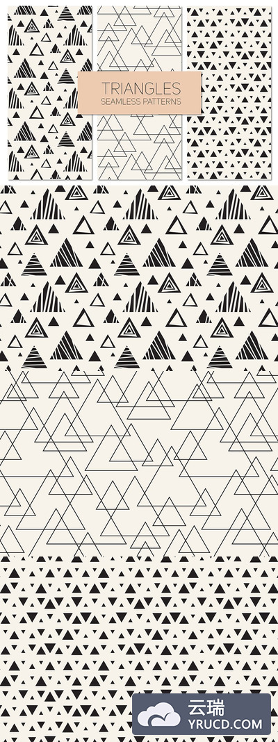 几何背景纹理 Triangles. Seamless Patterns Set 11