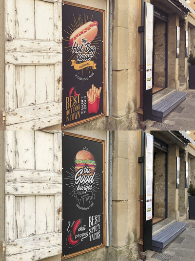 街道街头广告设计展示样机素材下载[PSD]