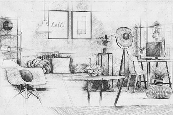 建筑艺术铅笔素描效果照片后期处理ps动作