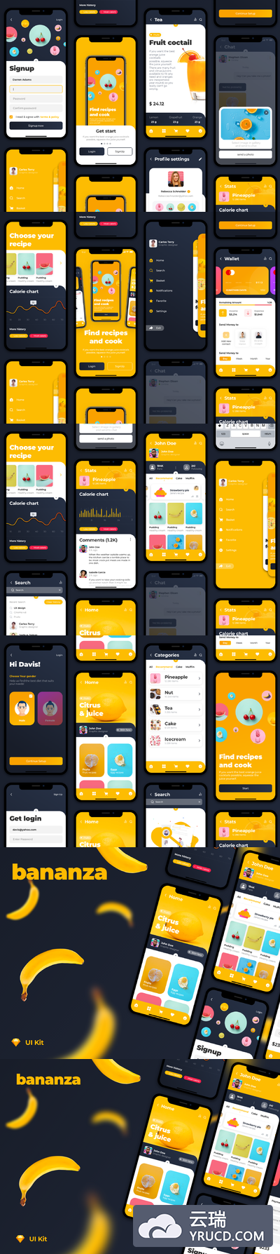 在线美食商店线上订餐APP UI KIT 套装下载[Sketch]