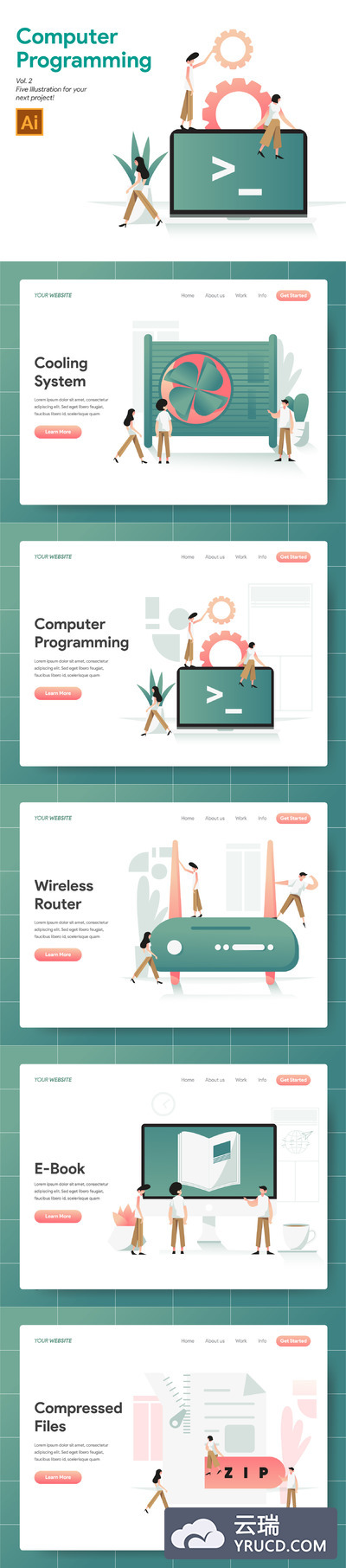 计算机编程技术概念矢量插画文件下载[Ai]
