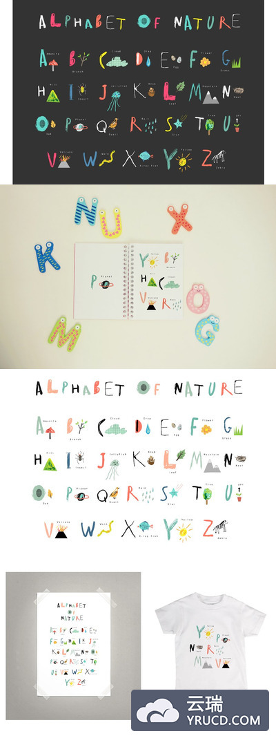 创意个性字母插画 Alphabet of Nature