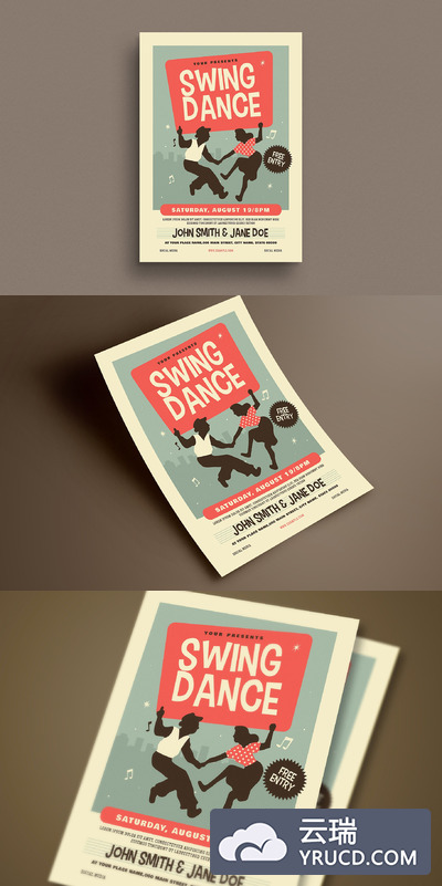 复古摇摆舞宣传单 Retro Swing Dance Flyer