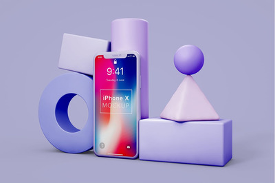 iPhone X 立体场景手机样机素材下载 [PSD]
