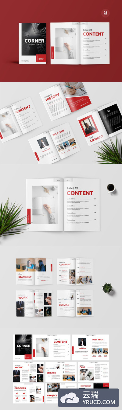 时尚高端简约商业商务风格的客户提案画册品牌手册杂志房地产楼书设计模板