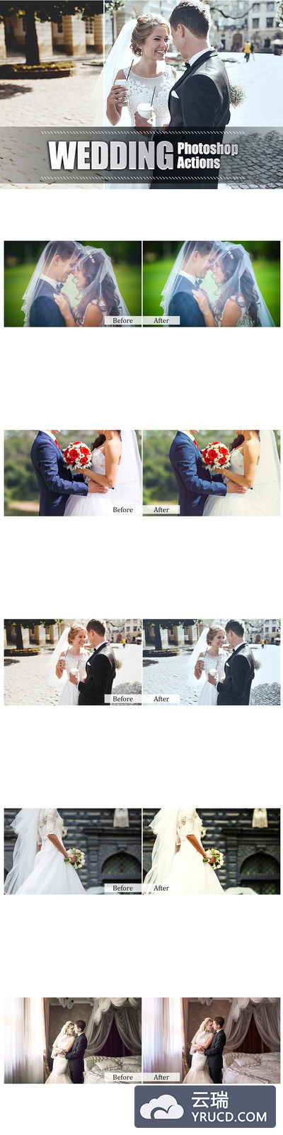 110个婚礼照片调色处理ps动作下载