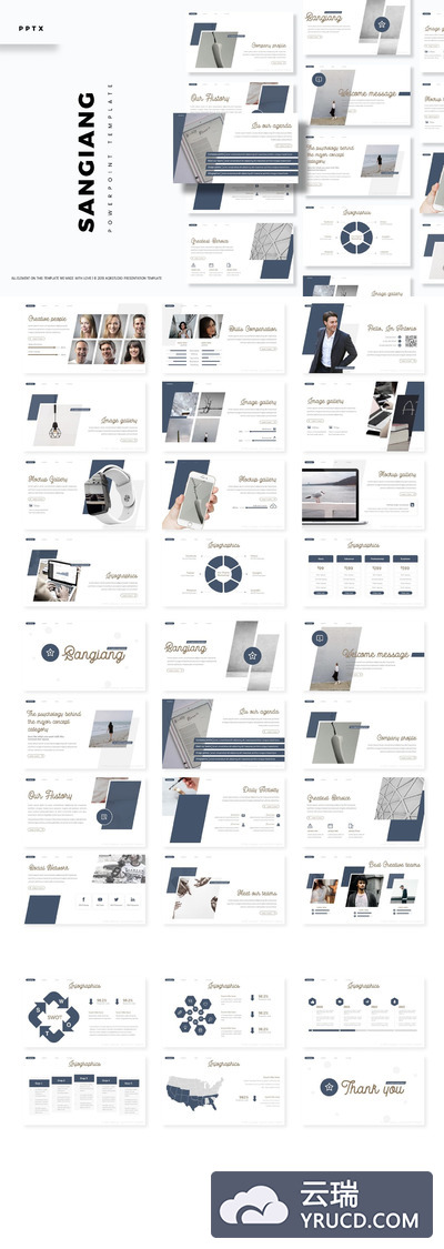 简约时尚高端好用的优雅配色powerpoint幻灯片演示模板（pptx）