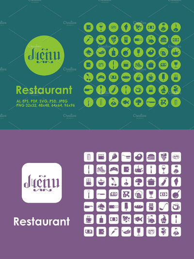 餐厅矢量图标 Restaurant icons
