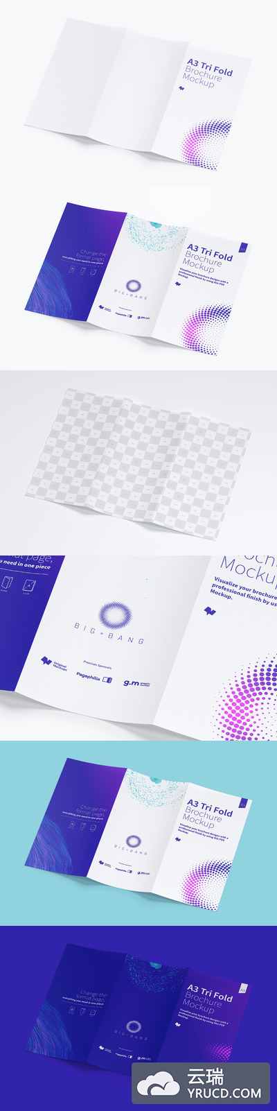 折页画册设计样机 A3 Trifold Brochure Mockup 02