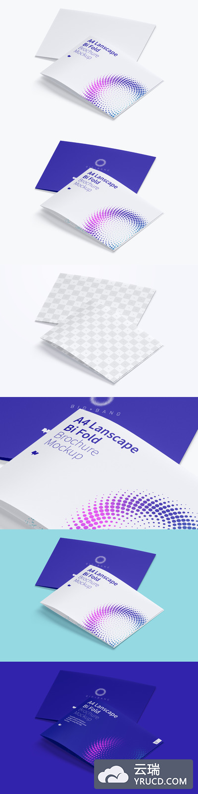 画册设计样机素材 A4 Landscape Bi Fold Brochure Mockup 03