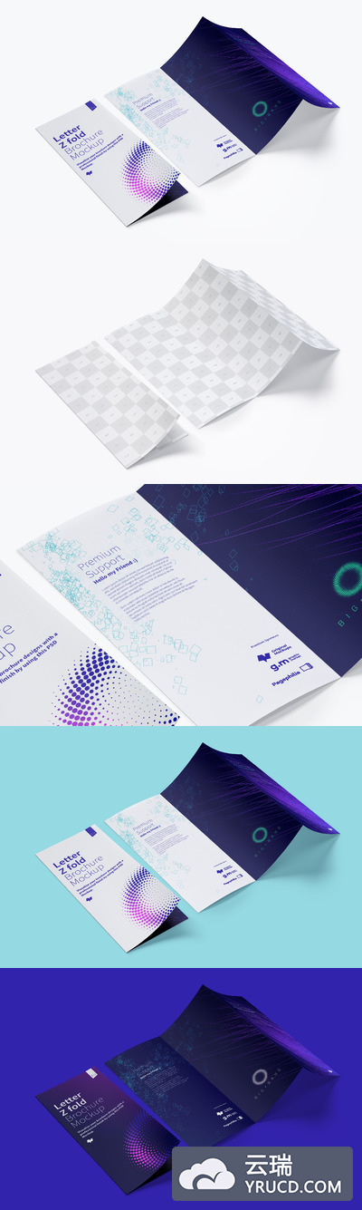 字母Z折叠小册子样机 Letter Z Fold Brochure Mockup 06