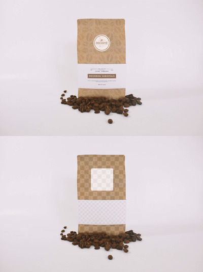 咖啡包装样机 Coffee Bag Mockup Front View