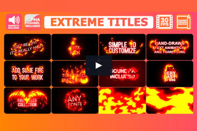 动画火焰特效过渡转场视频PR模板