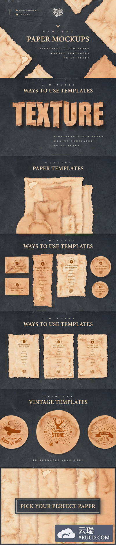 高端少见稀有的复古欧式房地产牛皮纸纸张样机展示模型mockups