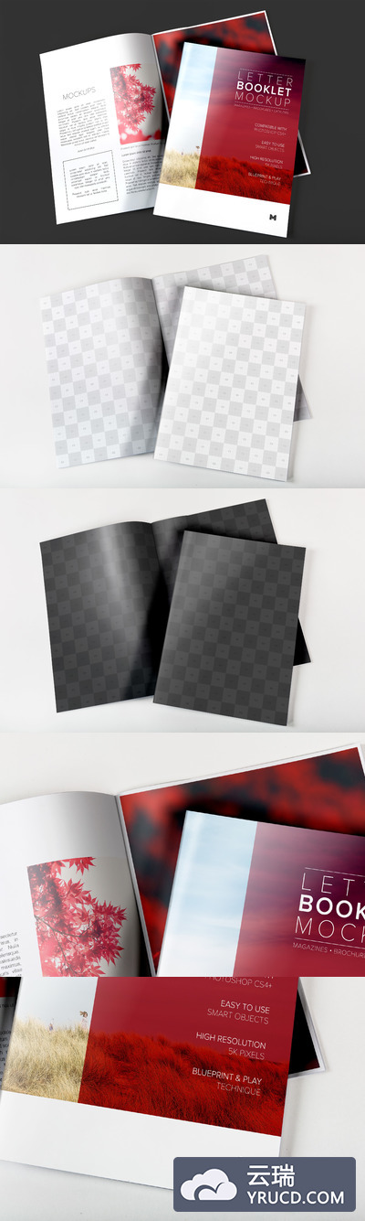 书籍封面设计样机 Letter Booklet Cover & Spread Mockup