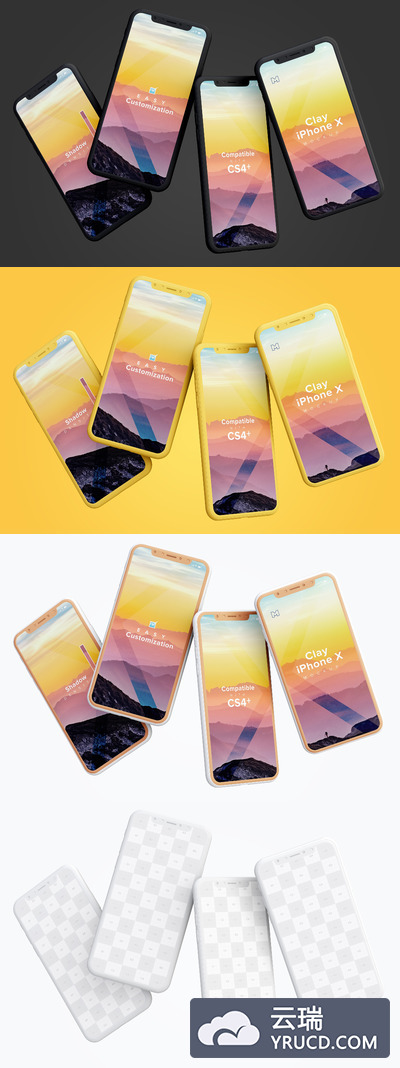 手机样机素材 Clay iPhone X Mockup 06