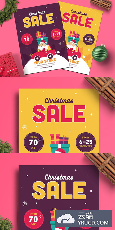 圣诞节促销海报模板 Christmas Sale Flyer