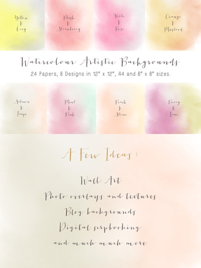 水彩效果背景 Watercolour Background Digital Paper