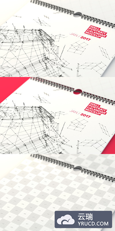 挂历样机 Wall Portrait Calendar Close Up Mockup
