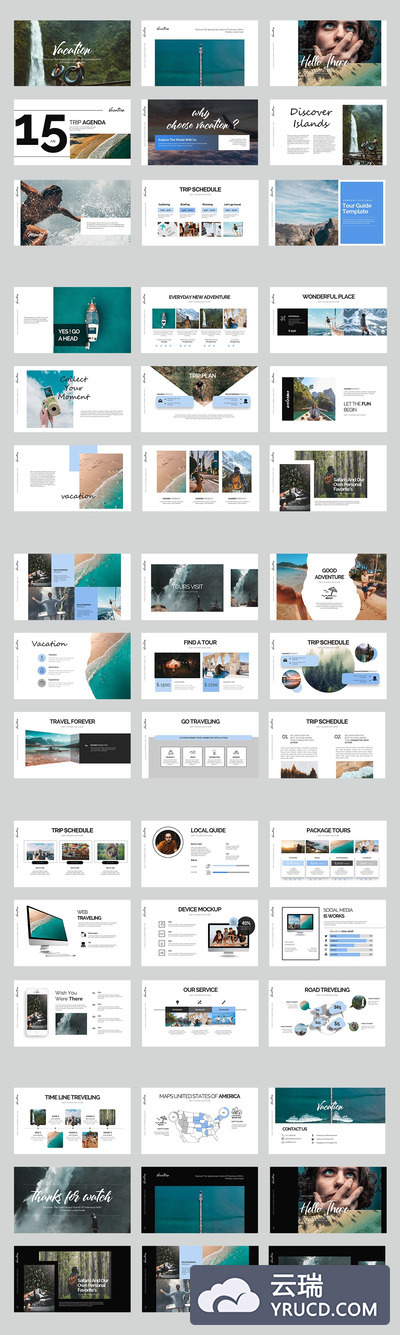 时尚排版的度假PPT模板下载 [PPTX]