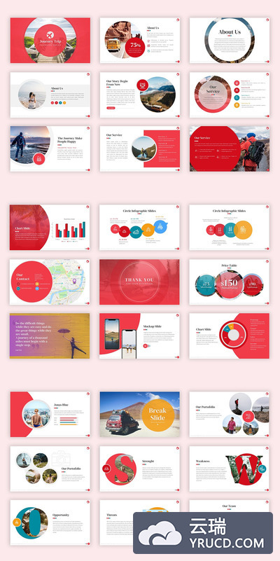 时尚的旅行旅游宣传PPT模板下载 [PPTX]