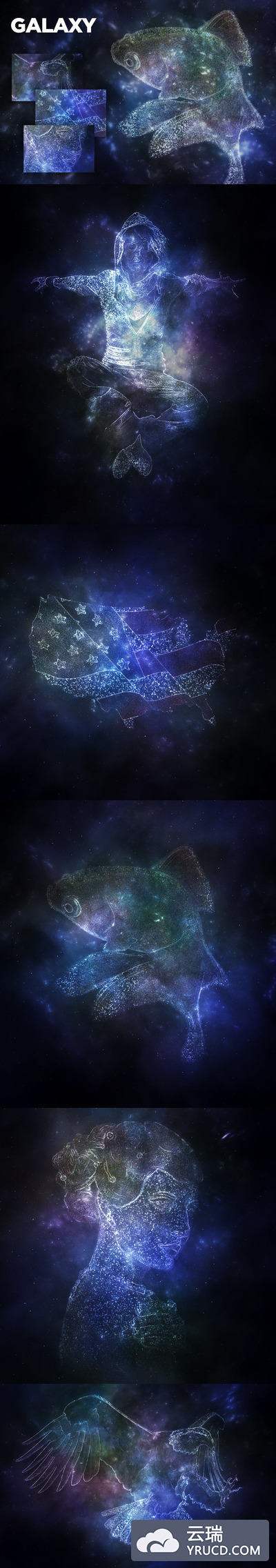 震撼的时尚高端神奇将图像一键转换为星空十二星座效果的photoshop动作