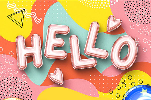 逼真的3D铝箔气球文本效果样式