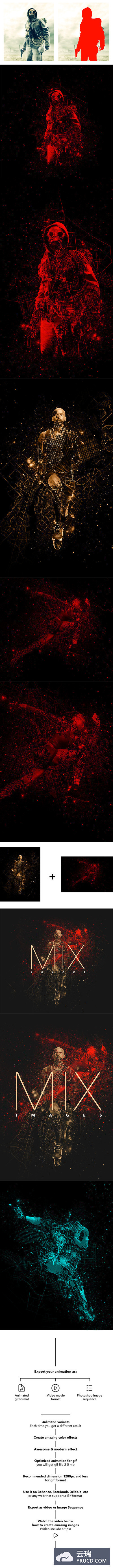 线条纹理动画GIF照片效果ps动作下载