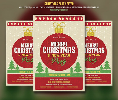 圣诞节海报模板 Christmas & New Year Party