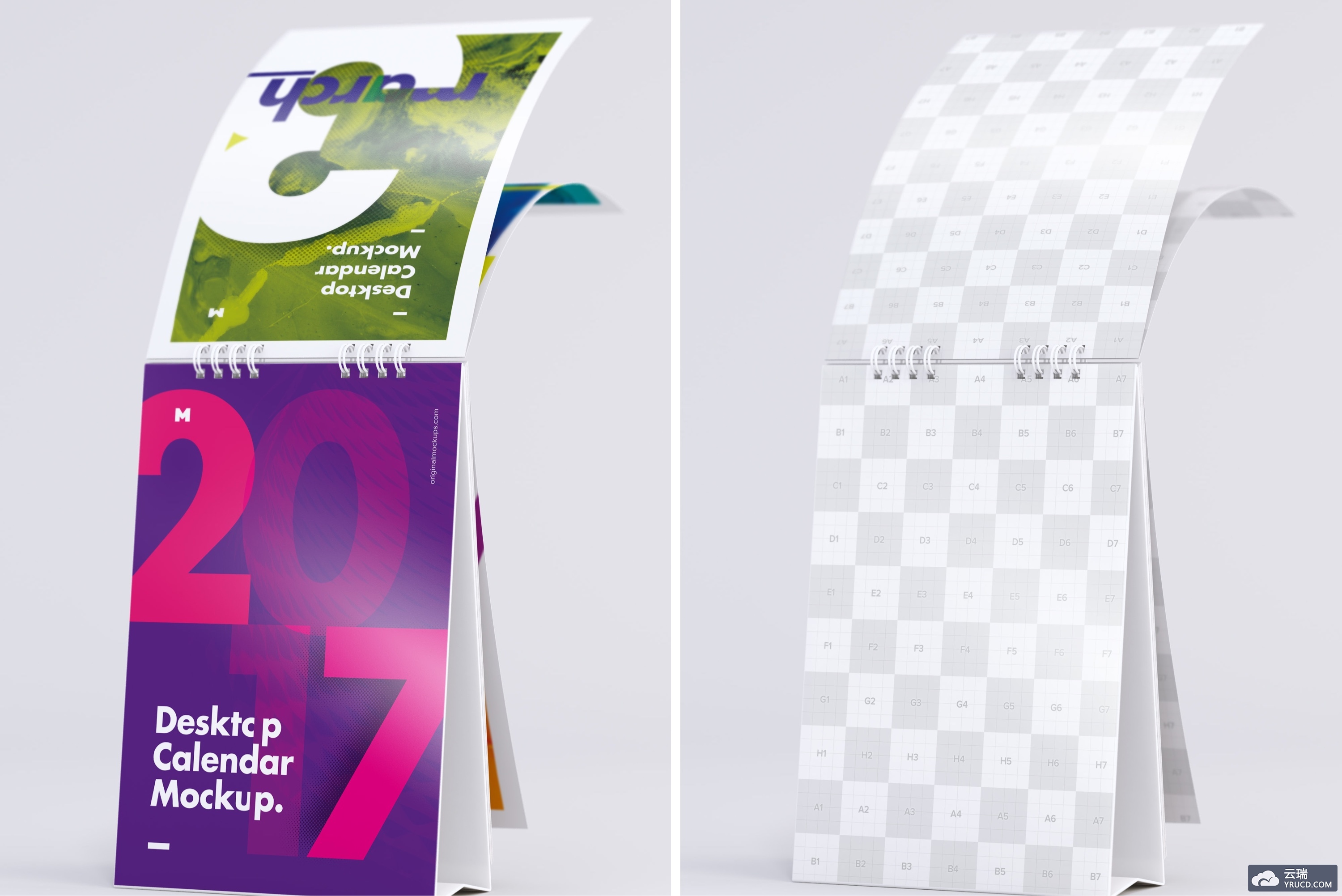 桌面台历样机素材 Desktop Portrait Calendar Mockup Turning Pages 2