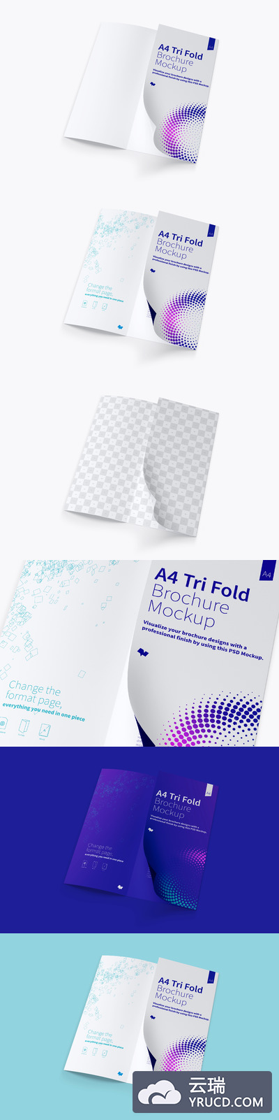 折页画册样机 A4 Trifold Brochure Mockup 04