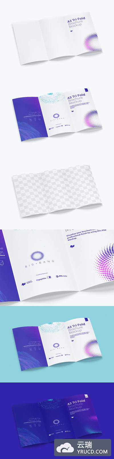 A3三折页小册子样机 A3 Trifold Brochure Mockup 01