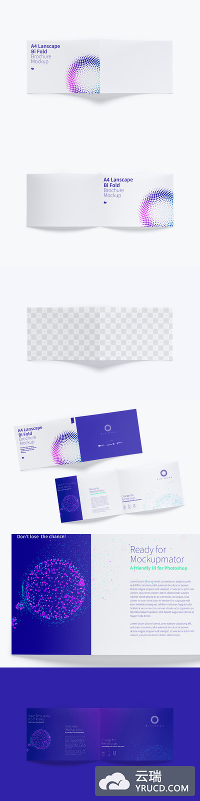 大图画册设计样机 A4 Landscape Bi Fold Brochure Mockup 01