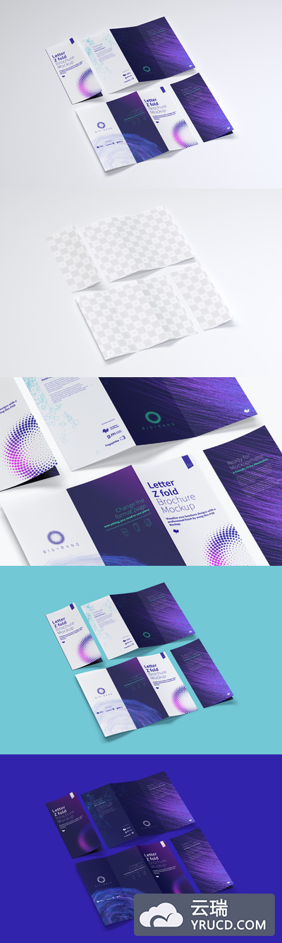 字母Z折叠小册子样机 Letter Z Fold Brochure Mockup 04