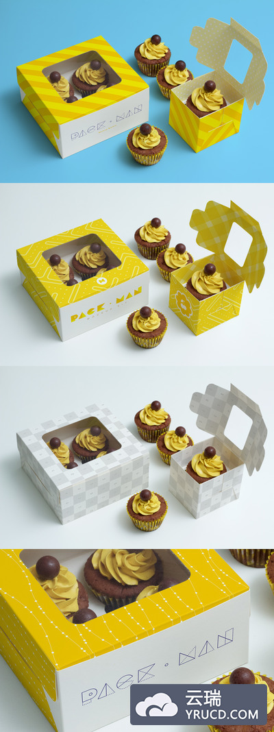 蛋糕盒包装样机 Cupcake Boxes Mockup