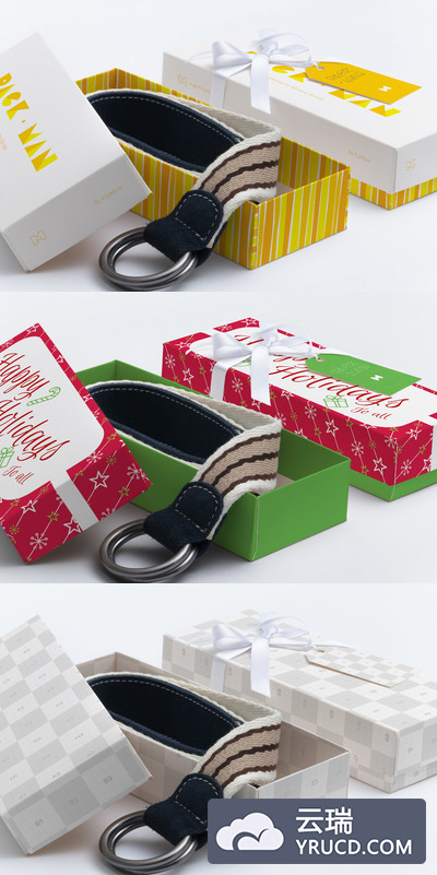 礼品盒包装样机素材 Rectangular Gift Box Mockup 02