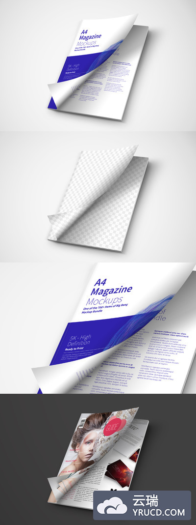画册杂志样机 A4 Magazine Mockup Cover Opening
