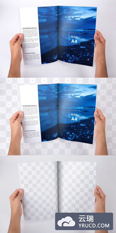 杂志内页样机素材 Holding A4 Magazine Opened Mockup