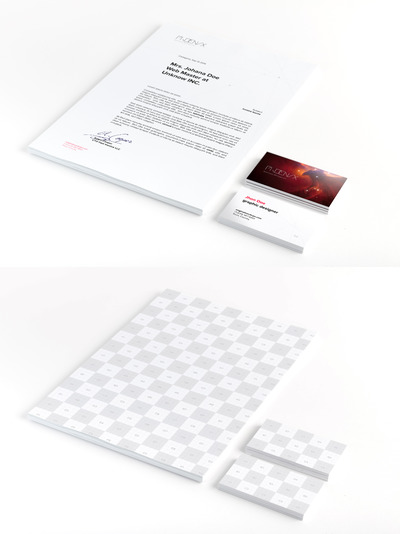 A4名片样机 A4 and Business Cards Mockup 01