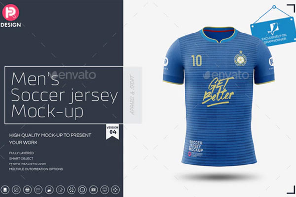 男子体育足球运动服装设计样机