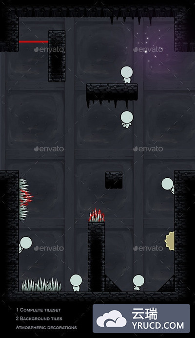 手绘黑暗地牢/地下城平台游戏图片素材