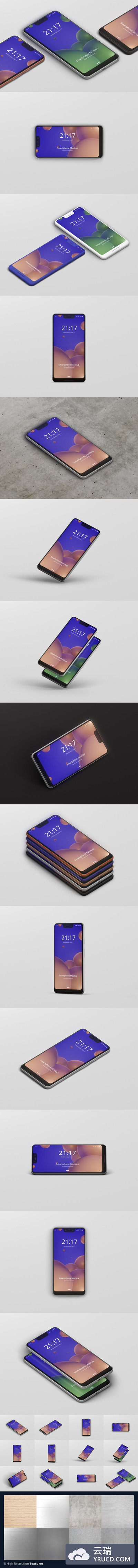 高品质的智能手机样机Pixel 3 XLA APP UI展示模型mockups