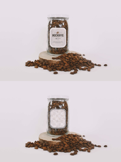 咖啡罐子包装设计 Glass Jar with Coffee Mockup